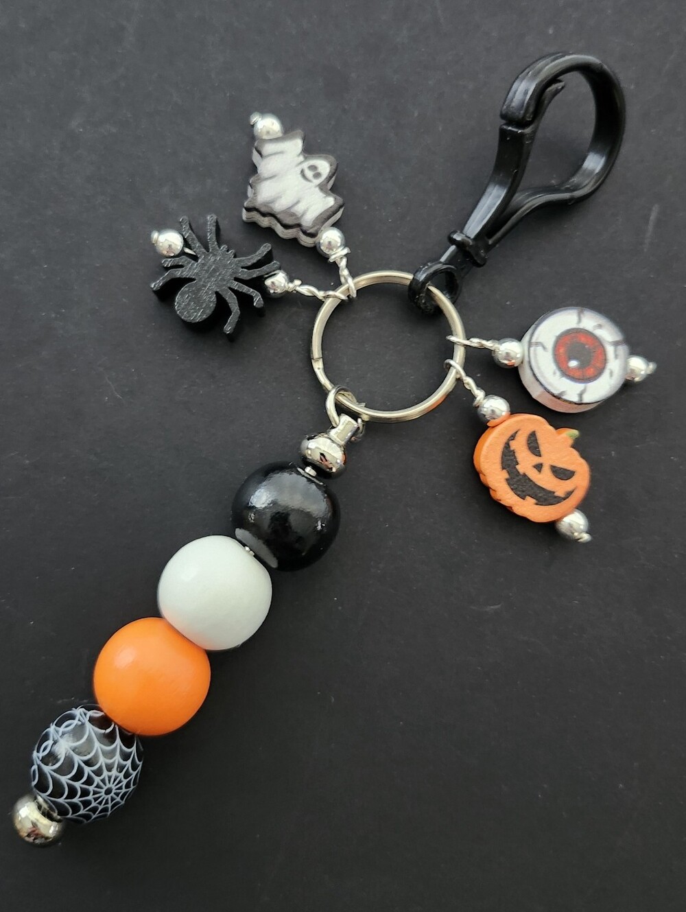 Halloween Backpack or Costume Charm Ghost Spider Pumpkin Eye Handcrafted